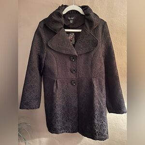 Charlie Paige Black Textured Pea Coat